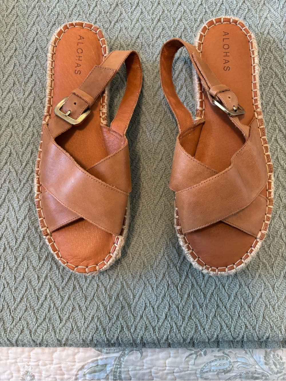 Like New Aloha’s  Women's Leather Espadrille Slingback Sandals made in Spain - Picture 6 of 9